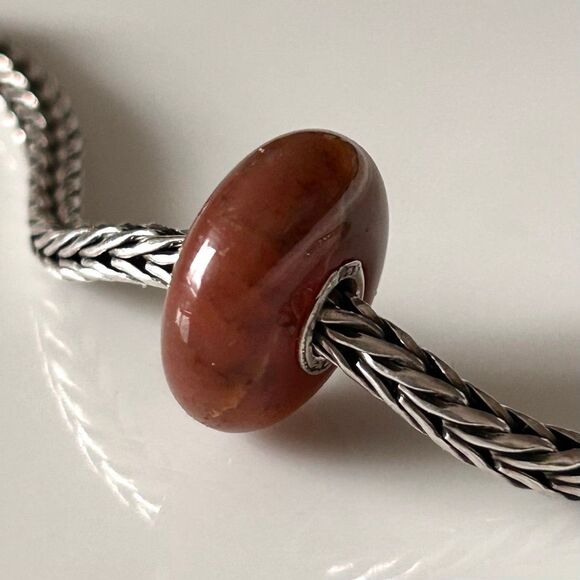 Trollbeads Jewelry - TROLLBEADS Fantasy Jasper | Dark Pink & hint of Green LAA 925S NEW! w Inclusions